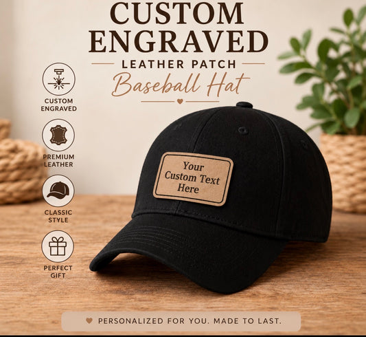 Personalized Custom Engraved Name Leather Patch Hat