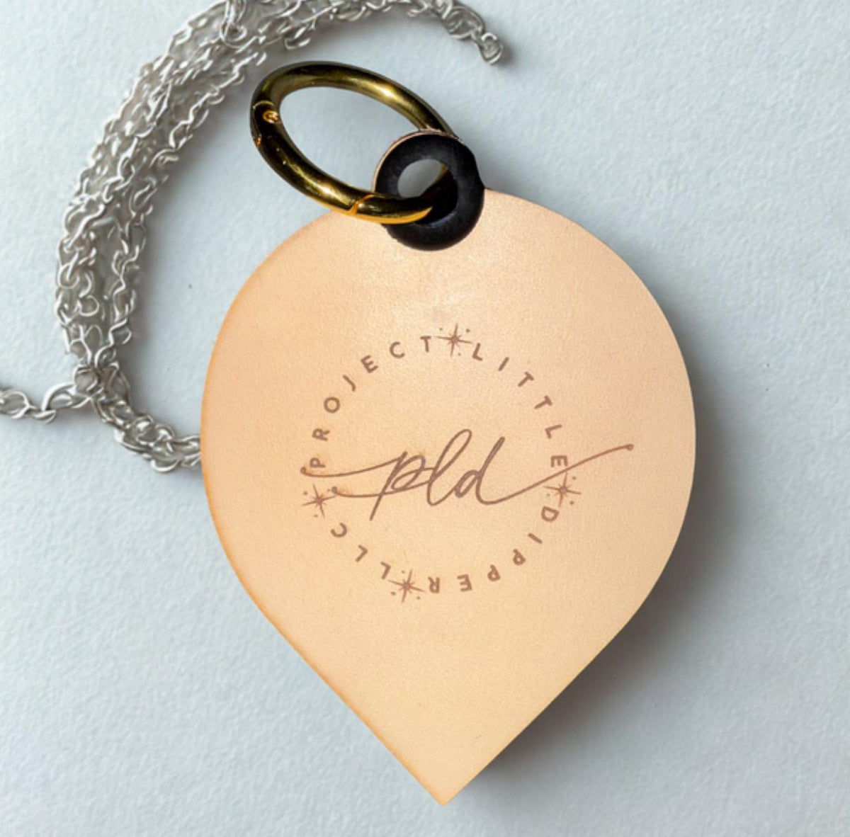 Permanent Jewelry Genuine Leather Safety Patch Keychain with Custom Logo-Full Size