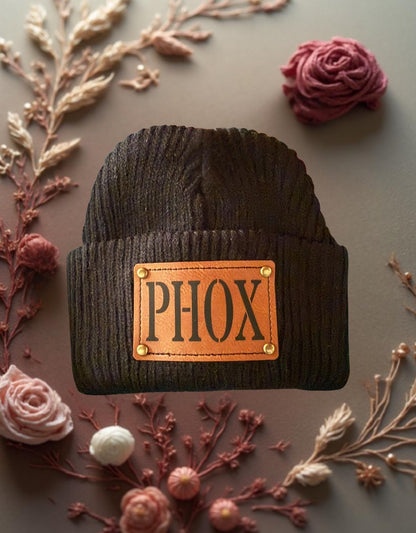 Personalized Leather Name Patch Baby Beanie