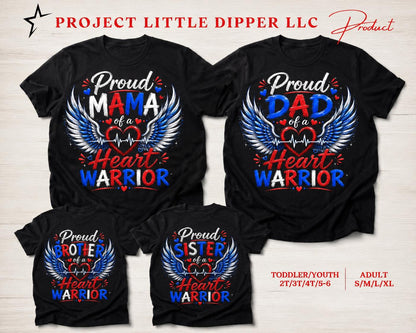 Heart Warrior Family Shirts | Proud Mama, Dad, Sister, Brother CHD Awareness Apparel