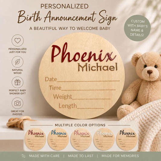 Personalized Baby Name Birth Announcement Sign | Custom Engraved