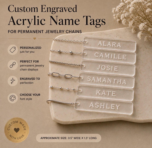 Custom Engraved Clear Acrylic Name Tags | Personalized Inventory Tags