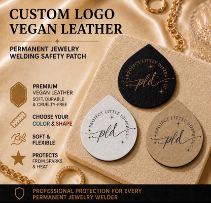 Vegan Leather Custom Logo Welding Safety Patches | Permanent Jewelry Supplies | Branding