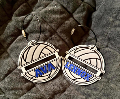 Personalized Sports Bag Hair Tie Holder Acrylic Keychain | Custom UV Printed Bag Tag